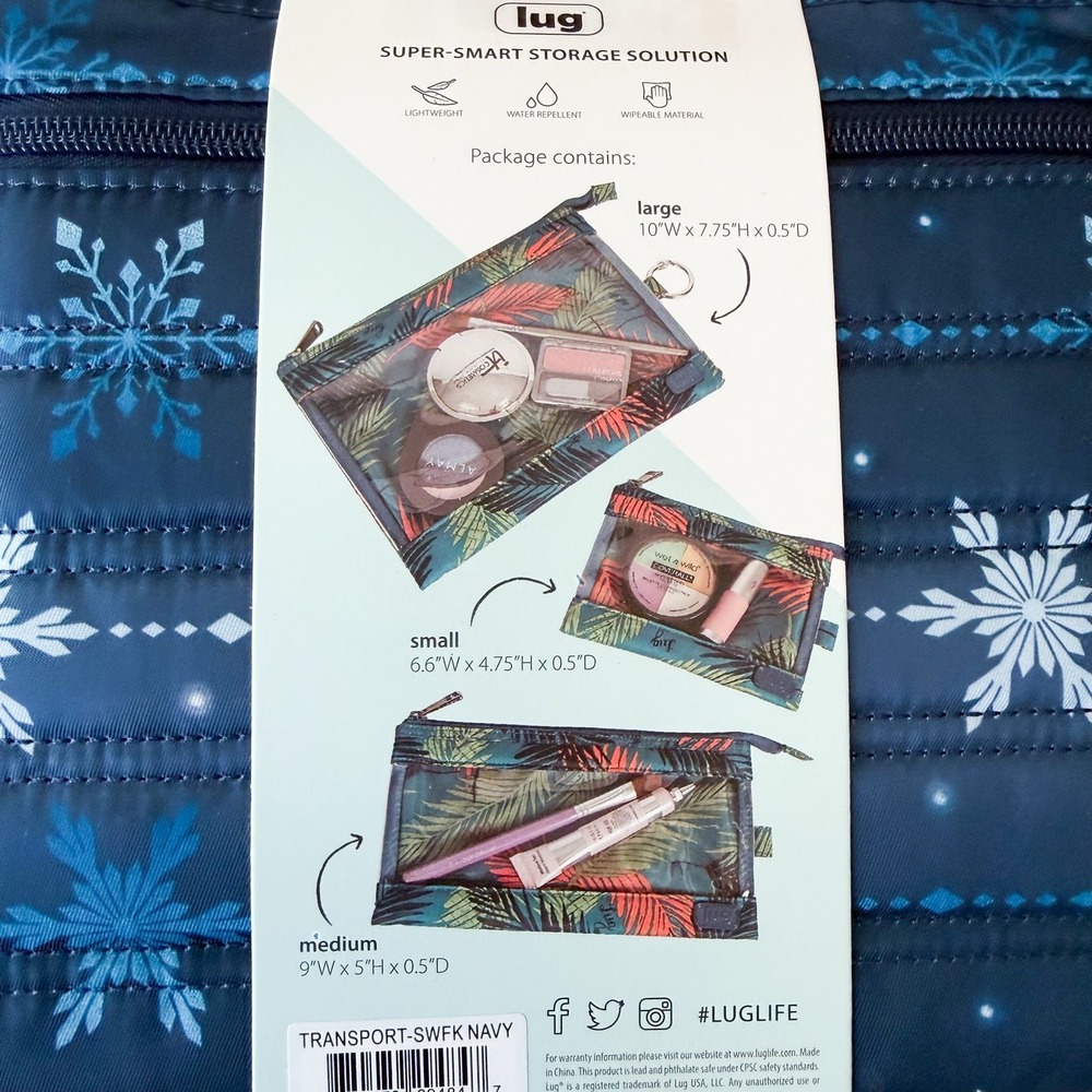 Lug Transport 3-Piece Storage Envelope Set Snowflake Navy NWT Travel Organizers - Picture 7 of 7